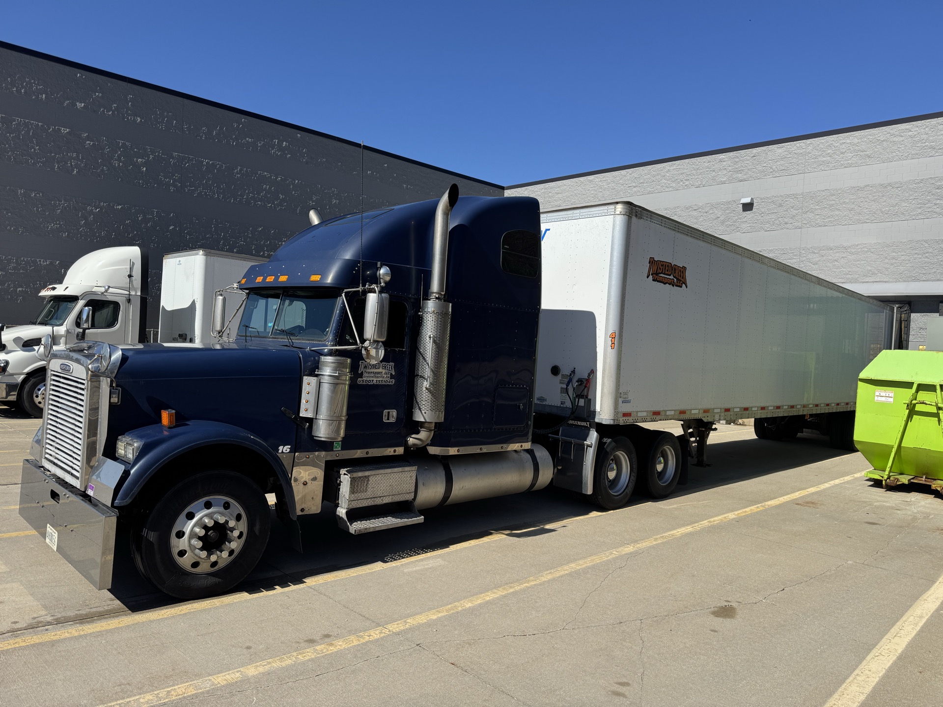 Freightliner Classic with dry van trailer